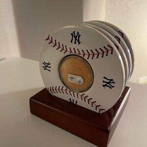 NY Yankee Coasters w/ Game Field Dirt Center Authentic